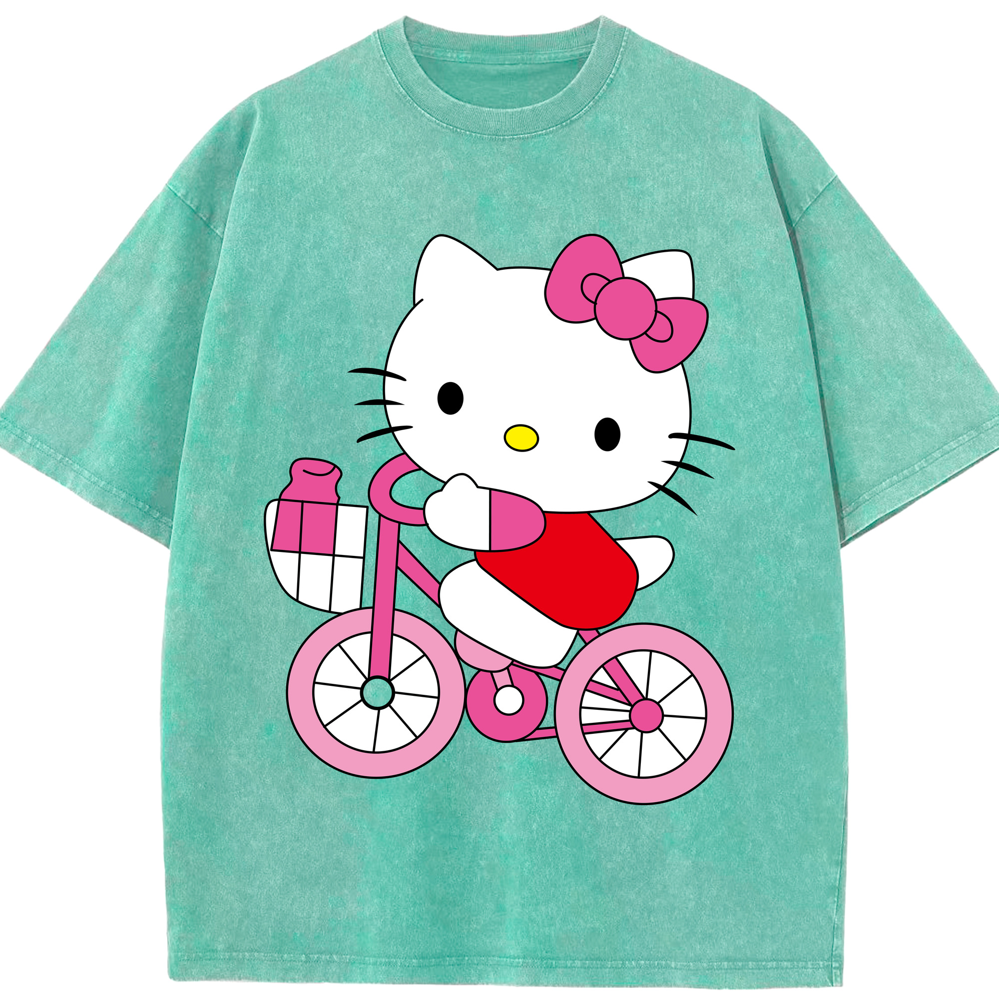 （画像用） Hello Kitty ハローキティ 綿100% ヴィンテージ風 半袖Tシャツ（フロントプリント）